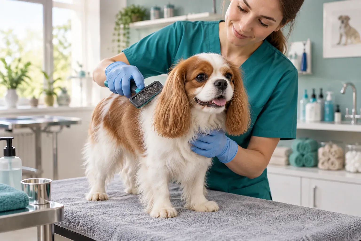 Cena de cuidado veterinário relacionada ao artigo “Banho e tosa: cuidado que vai além da estética”