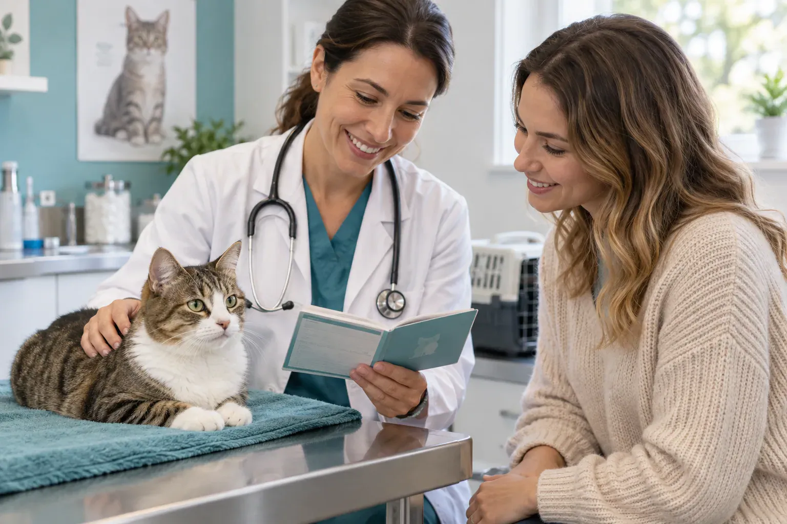 Cena de cuidado veterinário relacionada ao artigo “Gato precisa tomar vacina todo ano? Entenda”