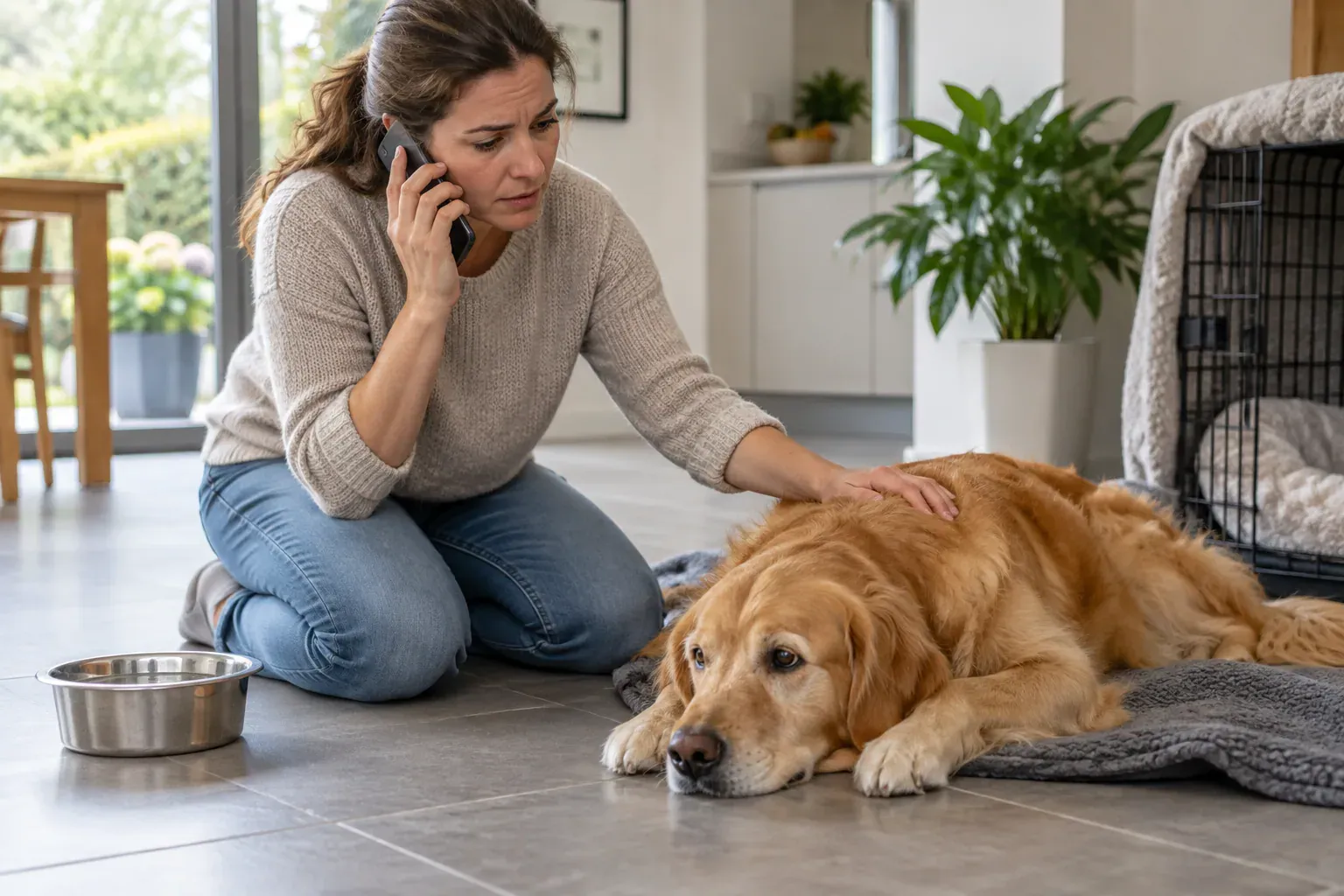 Cena de cuidado veterinário relacionada ao artigo “O que fazer se o cachorro vomitar com segurança”