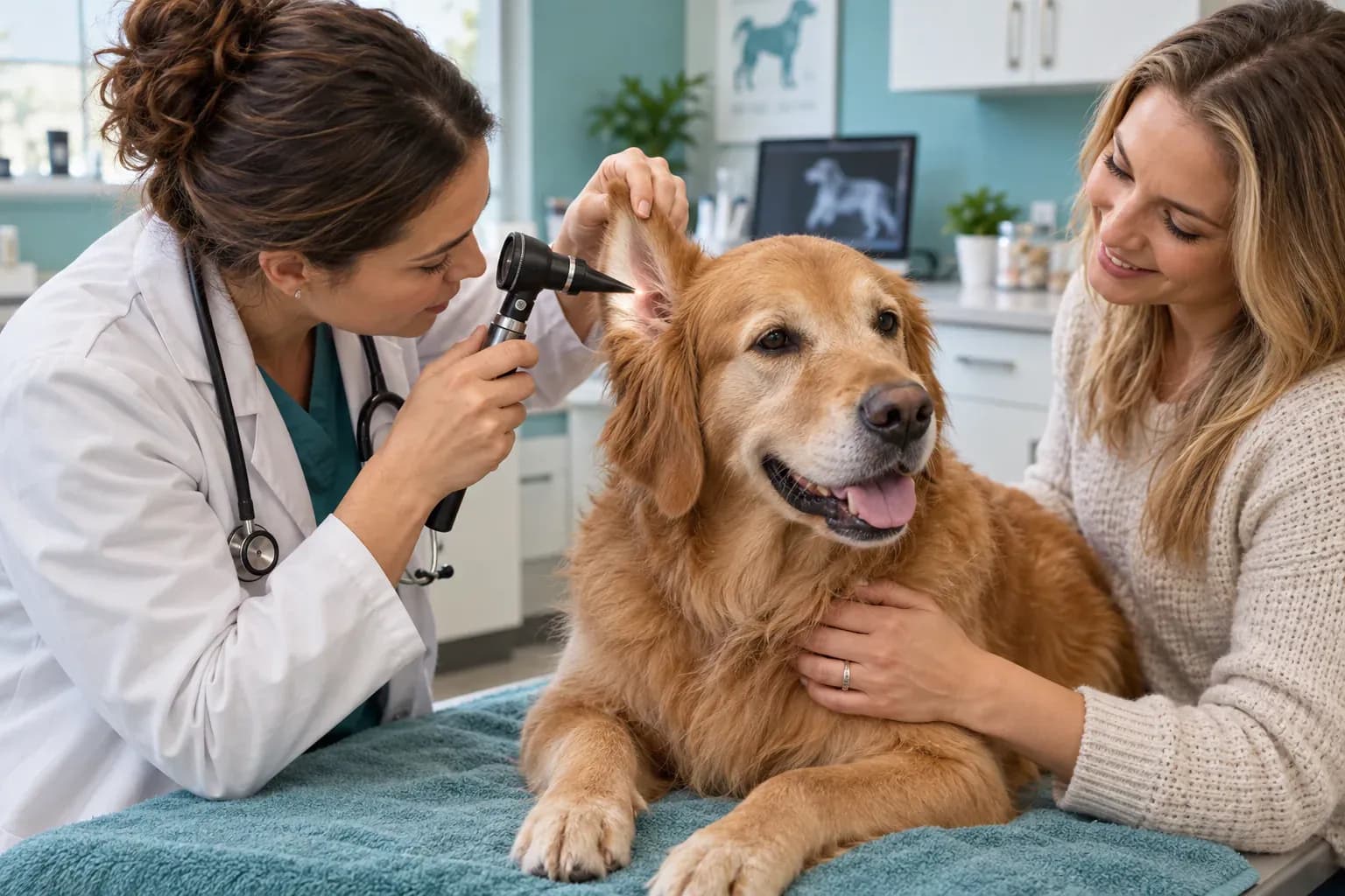 Cena de cuidado veterinário relacionada ao artigo “Otite em cães: sinais, tratamento e prevenção”